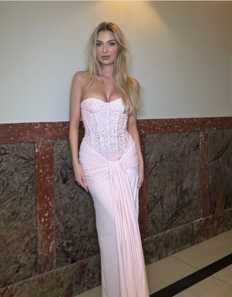 Sweet Pink Strapless Mermaid Sequin Chiffon Long Prom Dress Birthday Dress