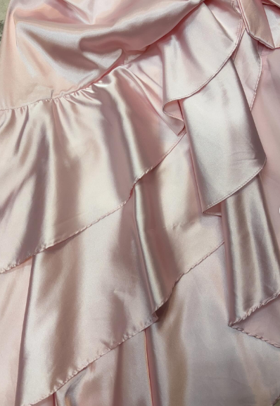 Sweet Pink Halter V-Neck Bow Ruffle Satin Prom Prom Birthday Dress - View 6 | FashionDia