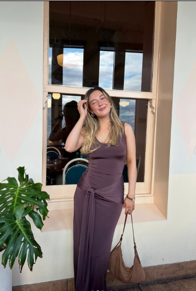 Simple Purple-Gray Spaghetti Strap Twist Satin Long Prom & Evening Dress - View 7 | FashionDia