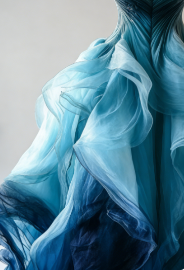 Vintage Ombre Blue Tulle Off-the-Shoulder Evening Dress,Formal Birthday Ball Gown - View 8 | FashionDia