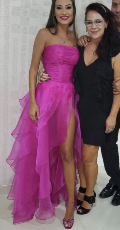 Hot Pink Simple evening dresses long prom dress