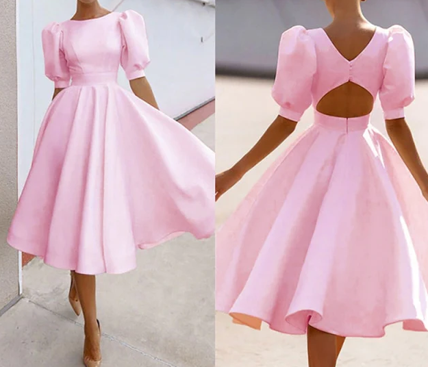 A Line Prom Dress, Pink Evening Dress