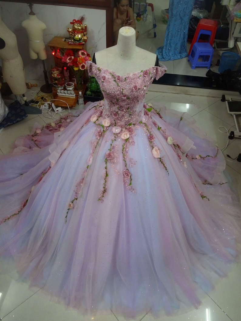 Wedding Dress Quince Gown with train Charming Prom Dress Ball Gown Evening Dress - View 3 | FashionDia