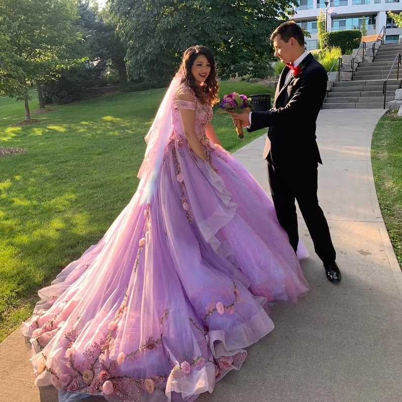 Wedding Dress Quince Gown with train Charming Prom Dress Ball Gown Evening Dress - View 2 | FashionDia