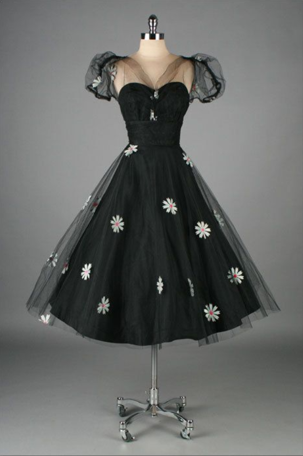1950S Vintage Ball Gown Homecoming Dresses Crew Neck Black Mini Short Cocktail Dress Party Gowns Prom Dress