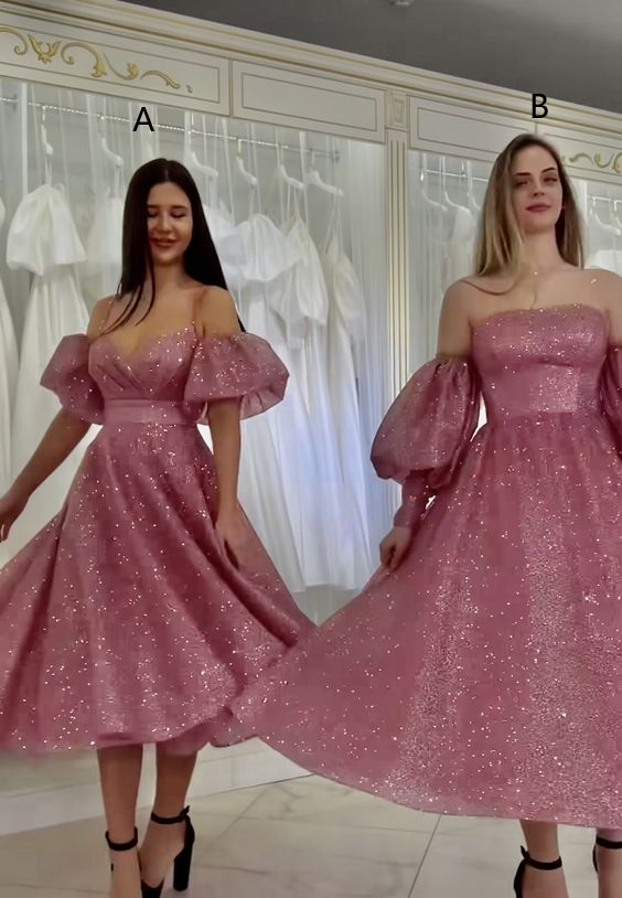 A-Line Shinny Party Dress Lady Fashion Homecoming Gown - FashionDia