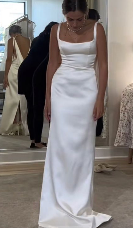 Sheath/Column Straps Floor-Length Wedding Dresses - View 2 | FashionDia