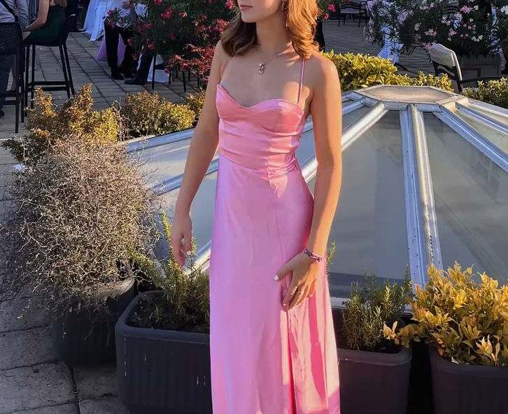 Pink spaghetti straps Long sexy party prom evening dress - View 2 | VelvetHem