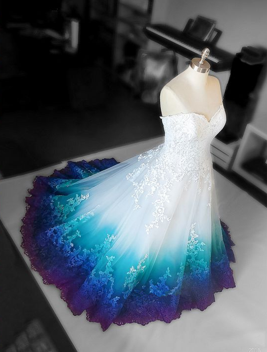Colorful Ombr� Wedding Dress Ball Gown - View 2 | FashionDia
