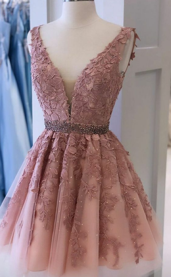 A-Line Pink Short Party Dress Lady Fashion Homecoming Gown - FashionDia