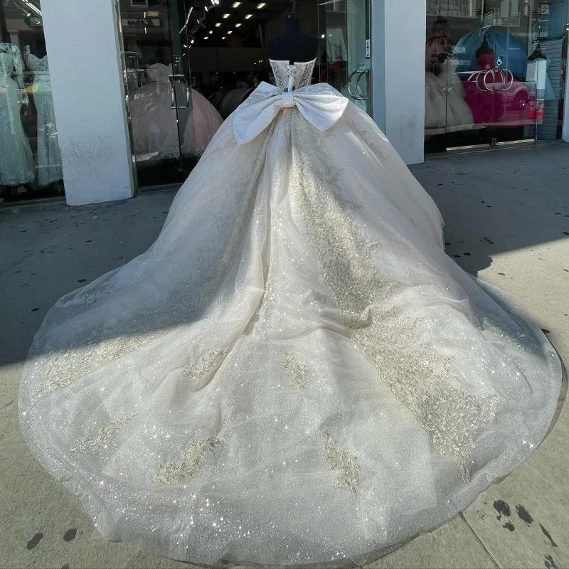 Luxury Ivory Sparkly Off-shoulder Quinceanera Dresses Crystal Birthday Party Prom Dress - View 2 | FashionDia