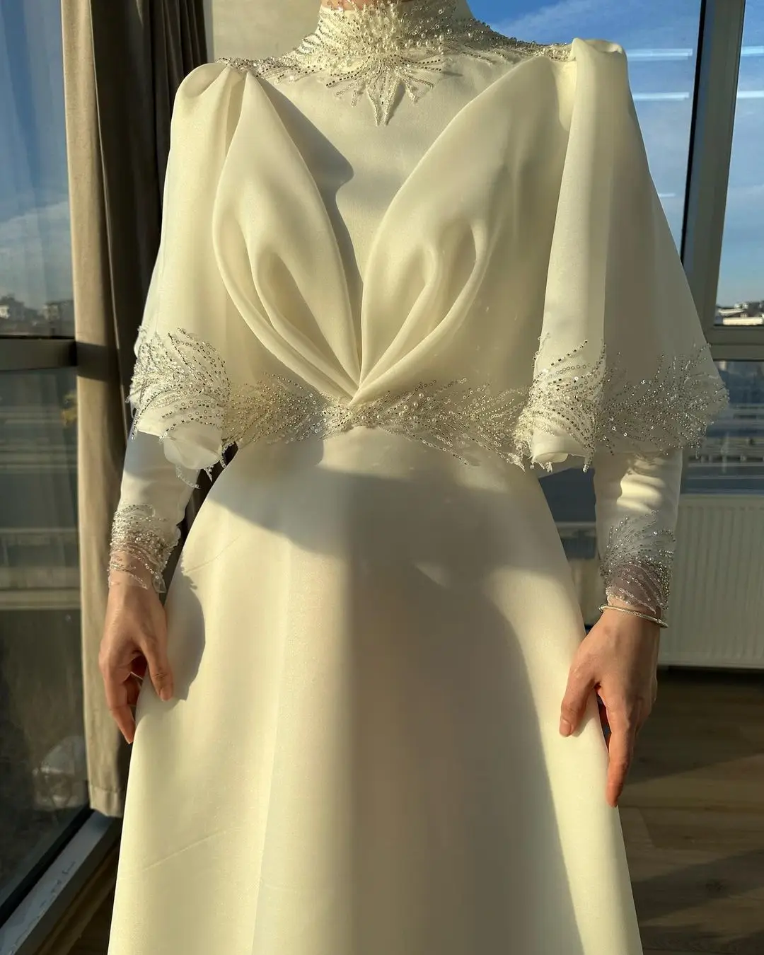 Dubai Formal Event Dresses Saudi Arabia Women's Prom Dresses High Neck Beadings Floor-Length Evening Dresses - View 4 | FashionDia