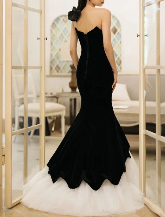 Charming Black Sleeveless Mermaid Long Prom Dress Formal Party Dress - View 2 | FashionDia