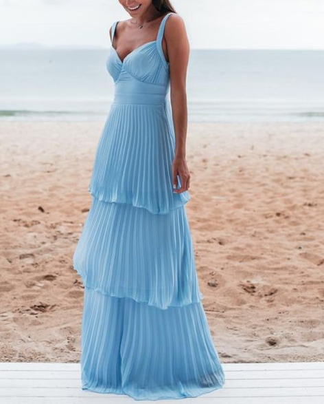 Charming Blue Prom Dress Long Evening Dress