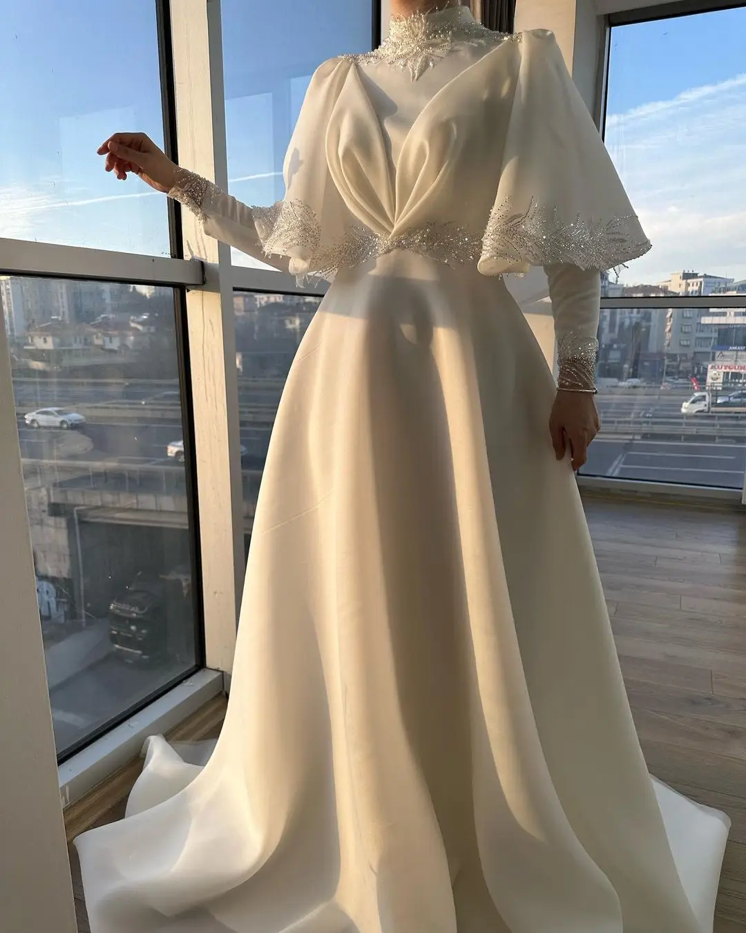 Dubai Formal Event Dresses Saudi Arabia Women's Prom Dresses High Neck Beadings Floor-Length Evening Dresses - View 2 | FashionDia