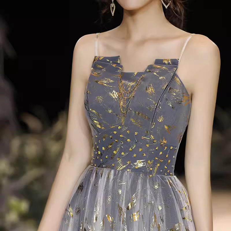 Simple A-Line Strapless Sequin Long Prom Dress - View 3 | FashionDia