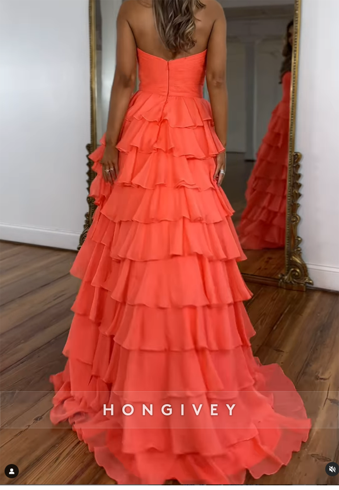 A-Line Tiered Sweetheart Ruched Simple Evening Prom Dresses with Train