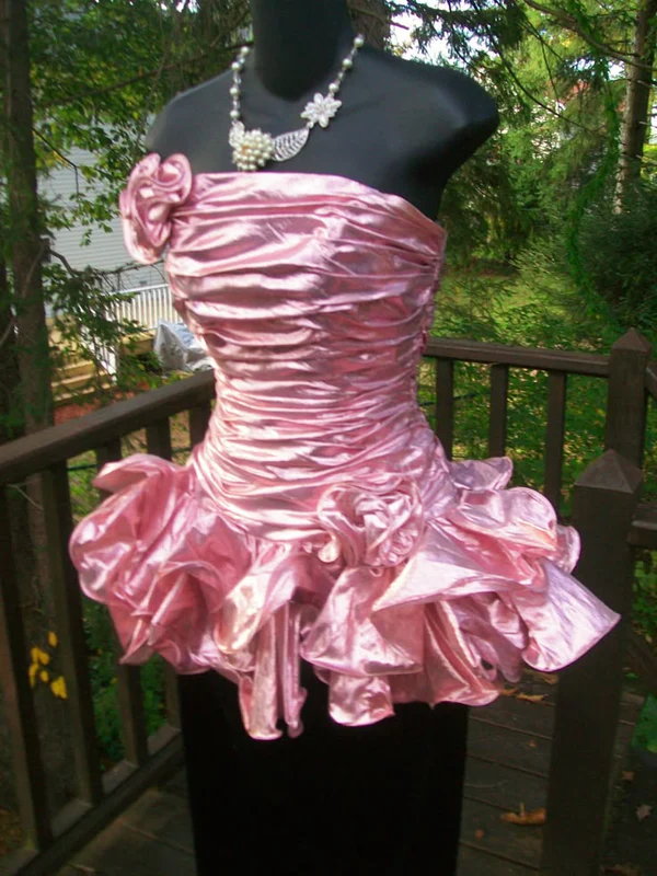 Classy Strapless Hot Pink Pleated Short Prom Dress Formal Homecoming Dress - View 3 | FashionDia