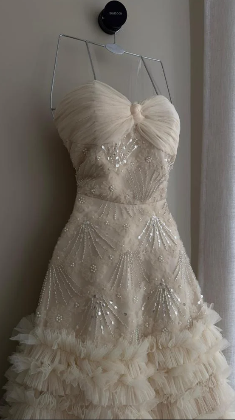 Elegant Sweetheart Neck Pink Sequin Tulle Lace Pleated Mermaid Long Party Dress Evening Gown - View 7 | FashionDia
