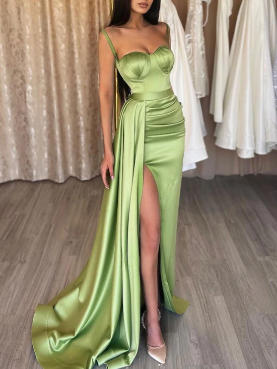 Simple sweetheart neck green formal dress, green evening dress - FashionDia