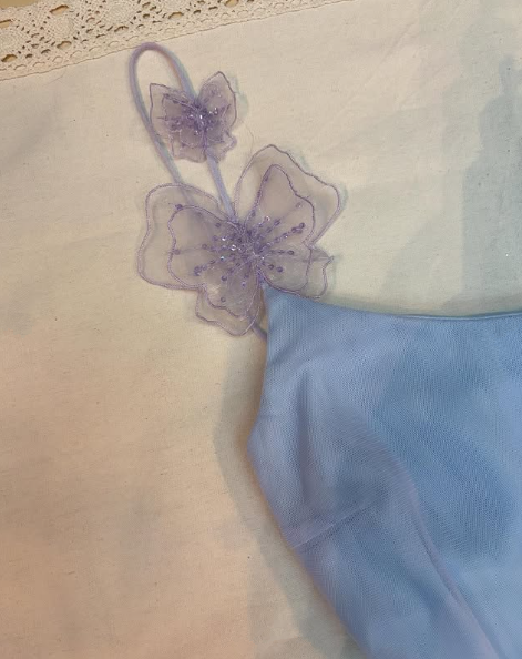 Lavender Tulle A-Line Short Prom Dress,Homecoming Dress With Flowers - View 6 | FashionDia