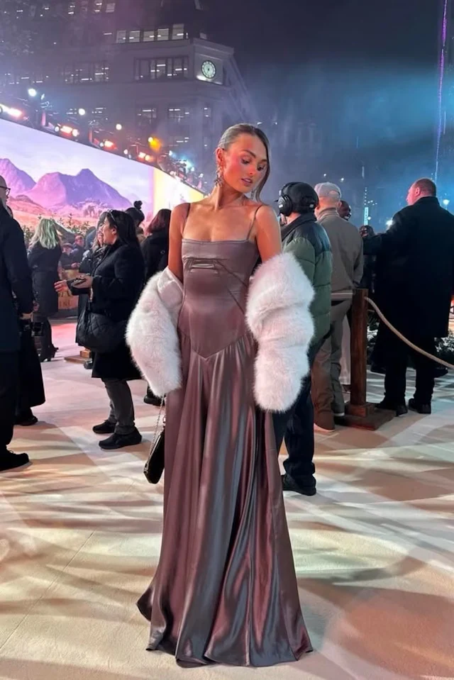 Vintage Brown Spaghetti Straps Prom Dress Long A-Line Satin Party Evening Dress - View 5 | FashionDia