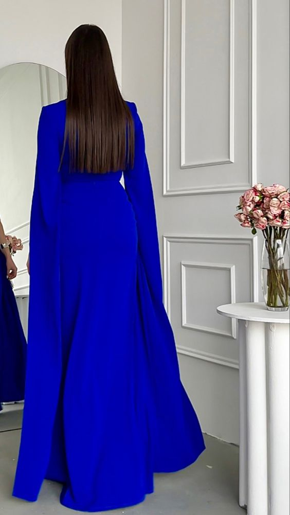 Women's Party Evening Dress Royal Blue Long Evening Dress Y4646 - View 3 | VelvetHem