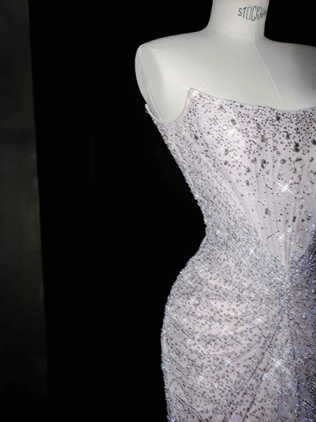 Sparkly Lilac Tulle Beaded Prom Dress Strapless Mermaid Evening Dress Y8664 - View 3 | VelvetHem