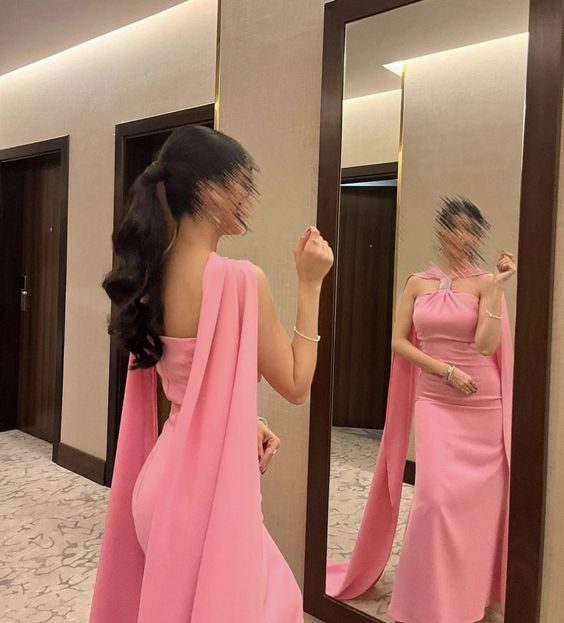Pink Strapless Evening Dress Women Sexy Backless Floor Length Prom Dress Y6110 - View 2 | VelvetHem