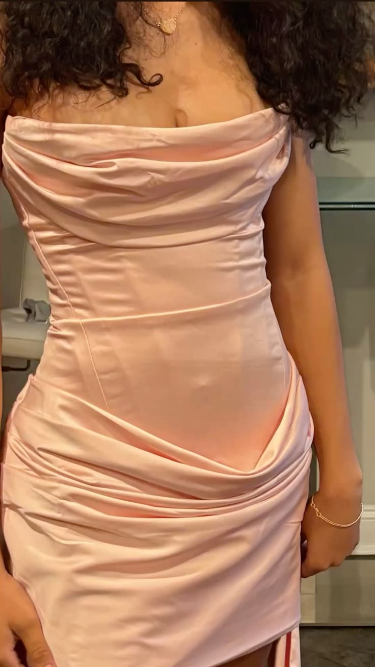 Pretty Pink Satin Pleated Sheath Short Homecoming Dress Birthday Dress D4350