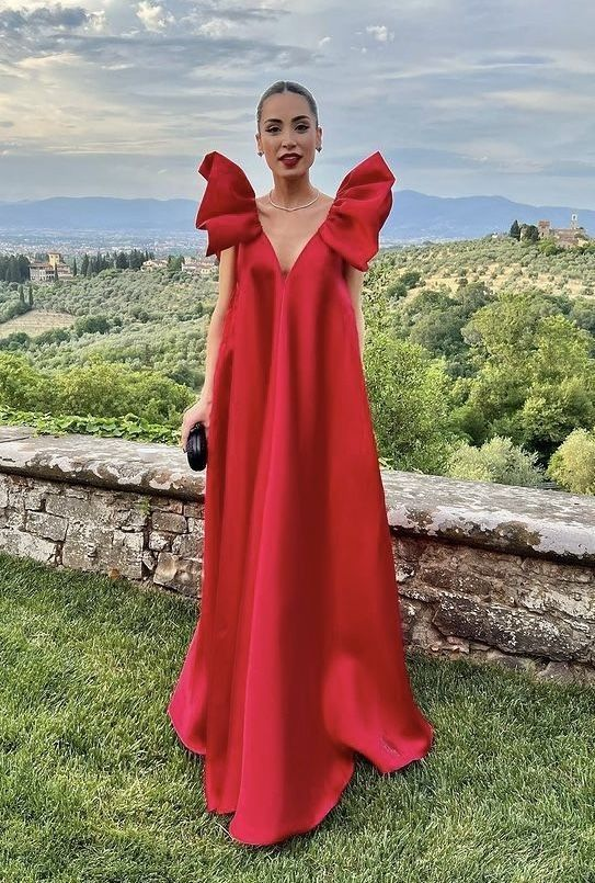 Red long formal prom dress, long evening party Gown