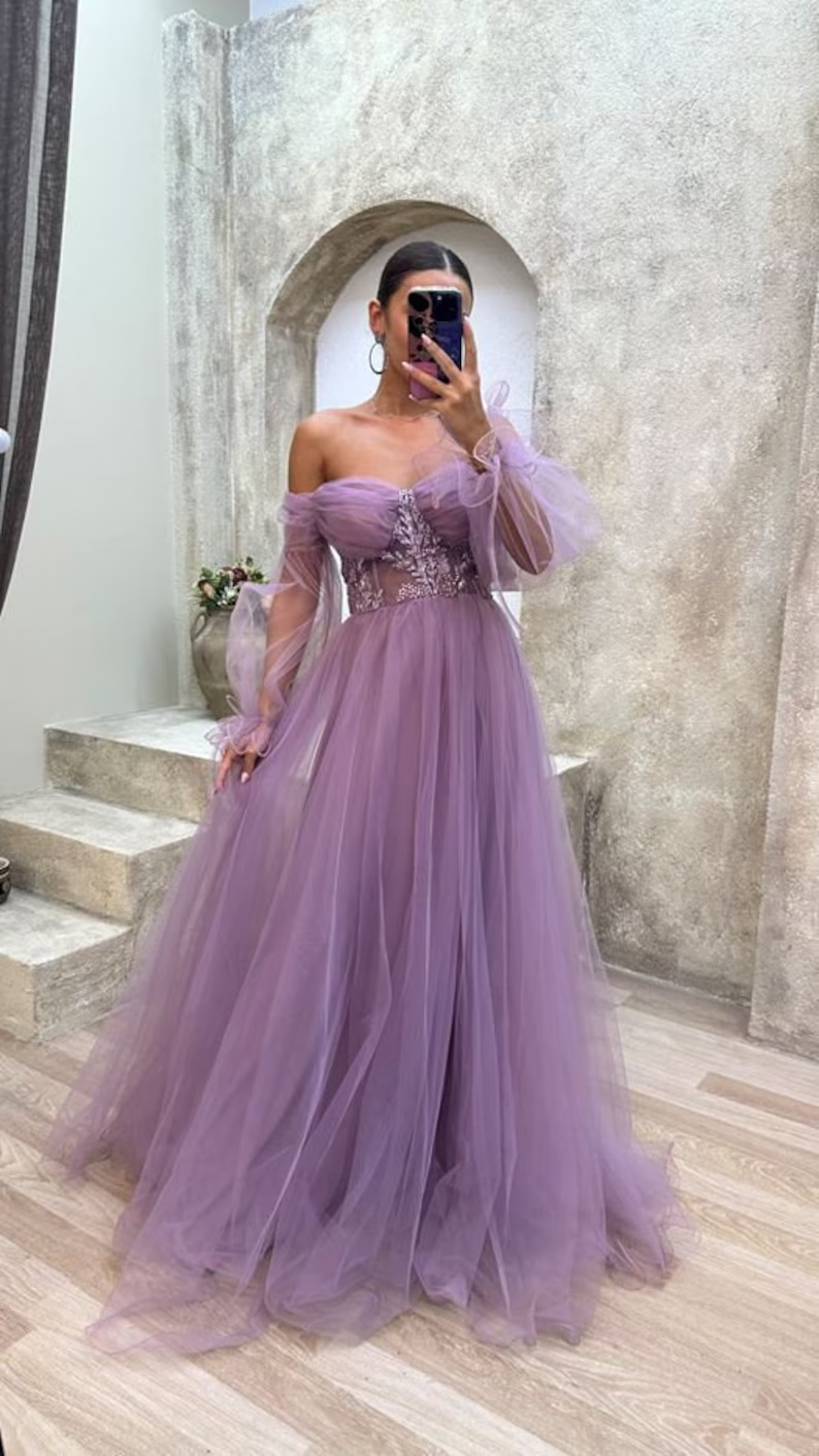 Strapless mint green corset tulle dress prom dress evening gown Y4912 - View 3 | VelvetHem