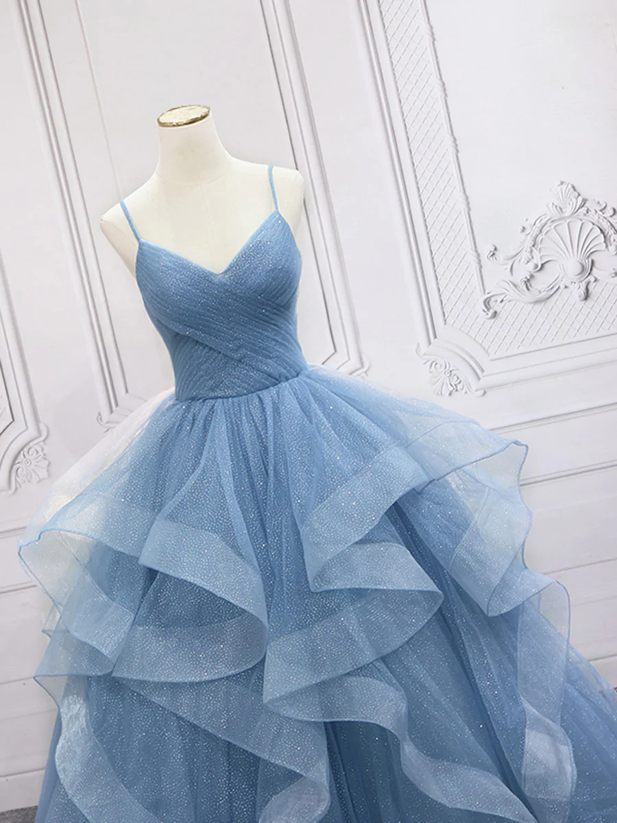 A-Line tulle long prom dress dress,tulle sweet 16 dress - View 2 | FashionDia