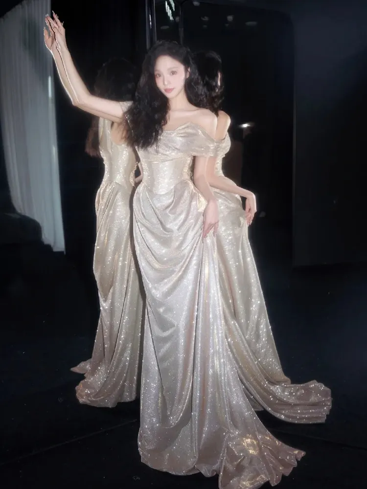 Shiny Off The Shoulder Mermaid Prom Dress Long Evening Dress Y8185 - View 6 | VelvetHem