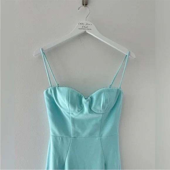 Elegant Blue Satin Spaghetti Straps Prom Dress Evening Dress Y8232 - View 4 | VelvetHem