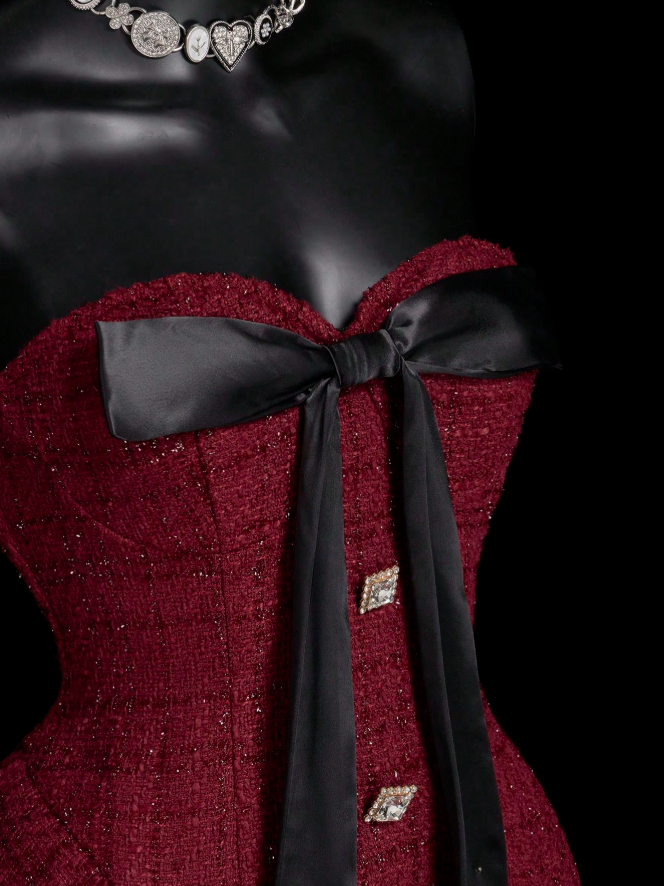 Unique Burgundy Sweetheart Neck A-Line Short Birthday Dress Vacation Dress - View 5 | FashionDia