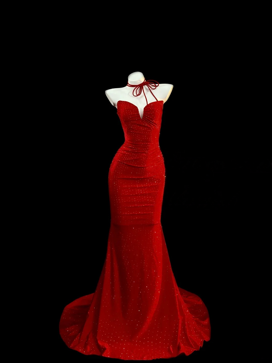 Red Mermaid Formal Prom Dress Open Back Sexy Evening Gowns J10106