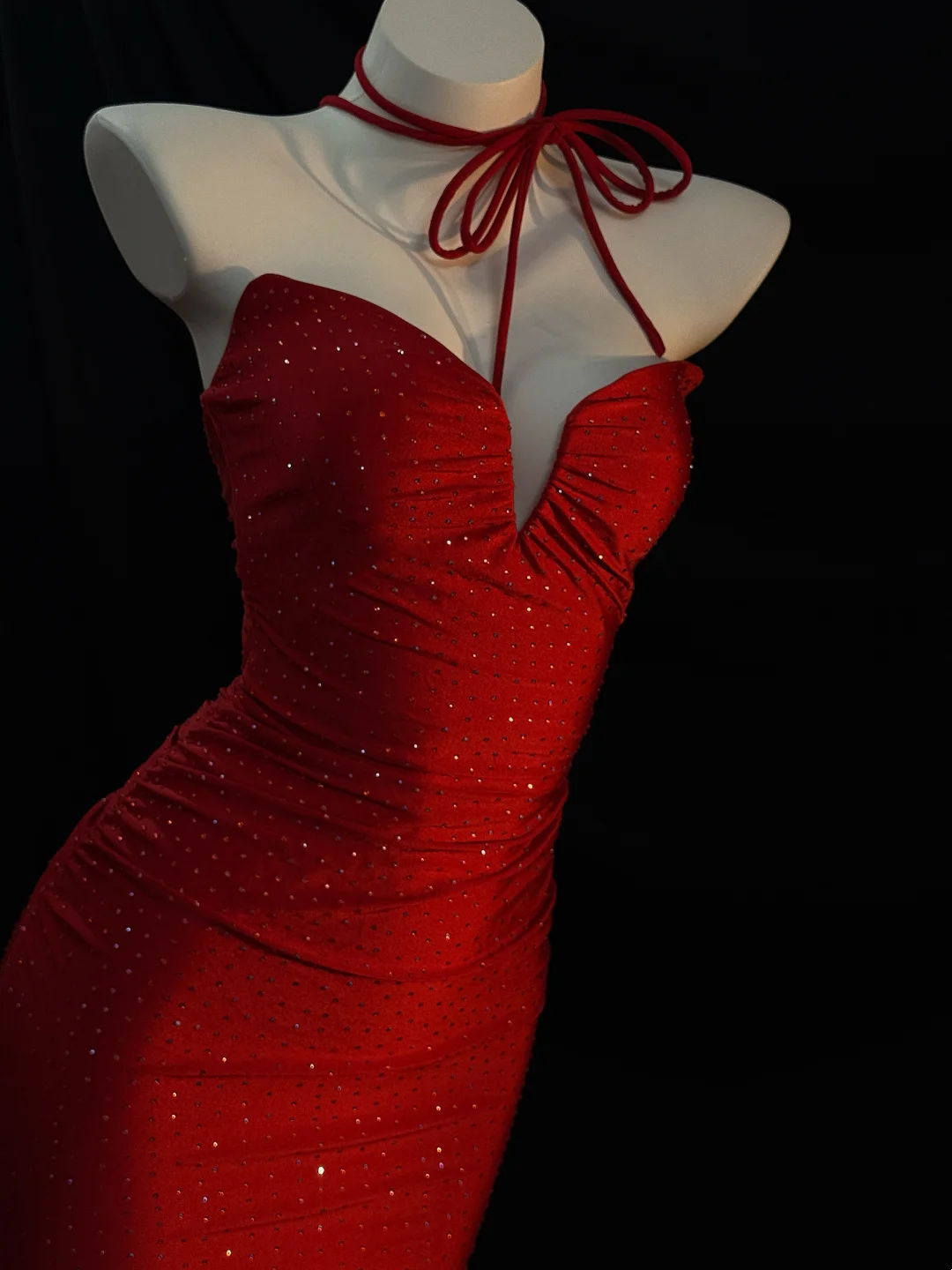 Red Mermaid Formal Prom Dress Open Back Sexy Evening Gowns J10106