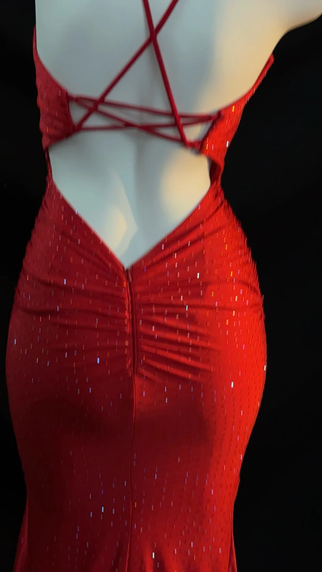 Red Mermaid Formal Prom Dress Open Back Sexy Evening Gowns J10106