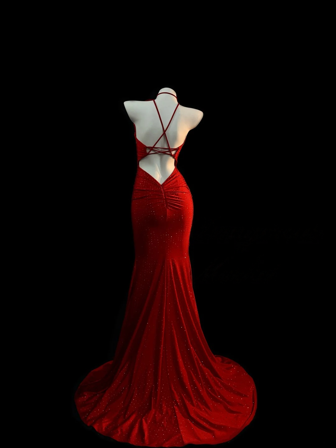 Red Mermaid Formal Prom Dress Open Back Sexy Evening Gowns J10106