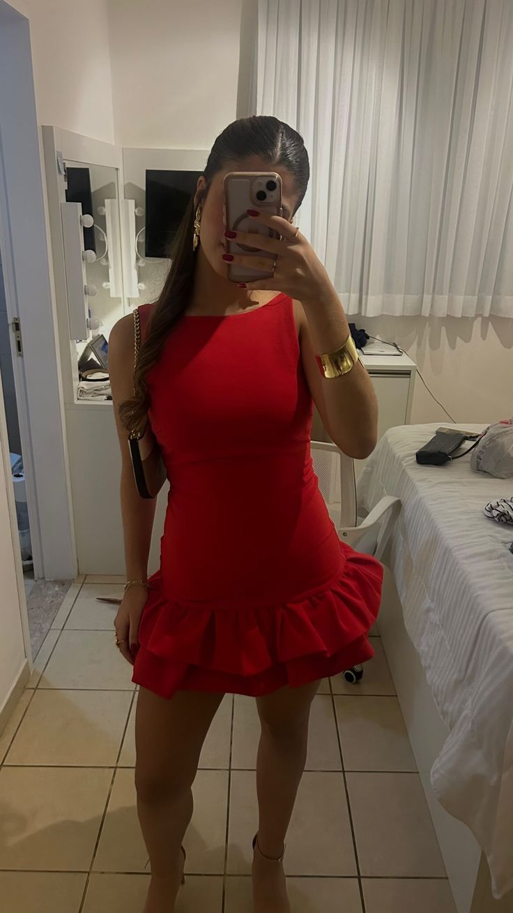 Red Sheath Ruffled Homecoming Dress Short Birthday Dress J11072