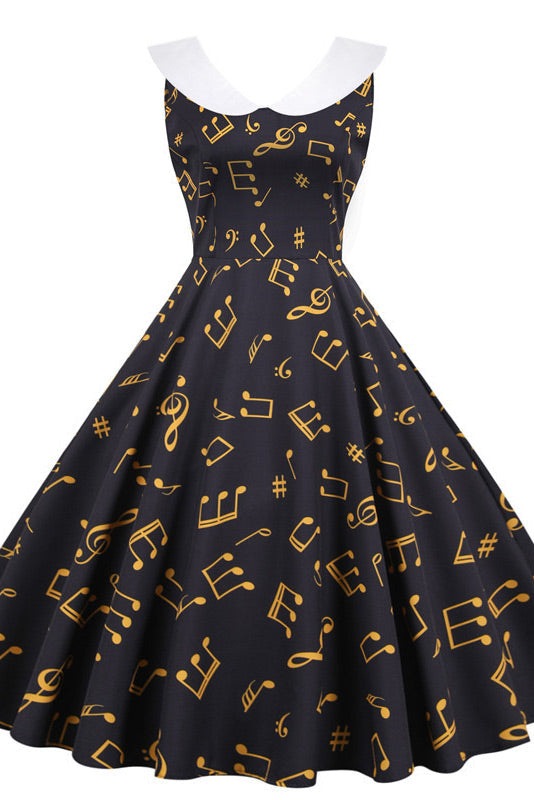 Red Sleeveless Print Swing Dresses - Fashionpara