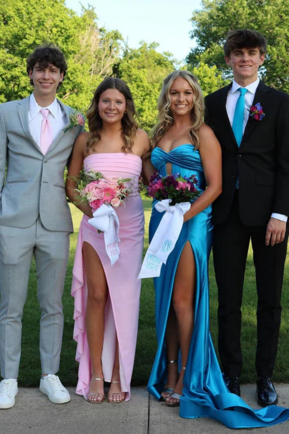 Stunning Sheath Strapless Pink Long Prom Dress with Split Front - View 6 | FashionDia