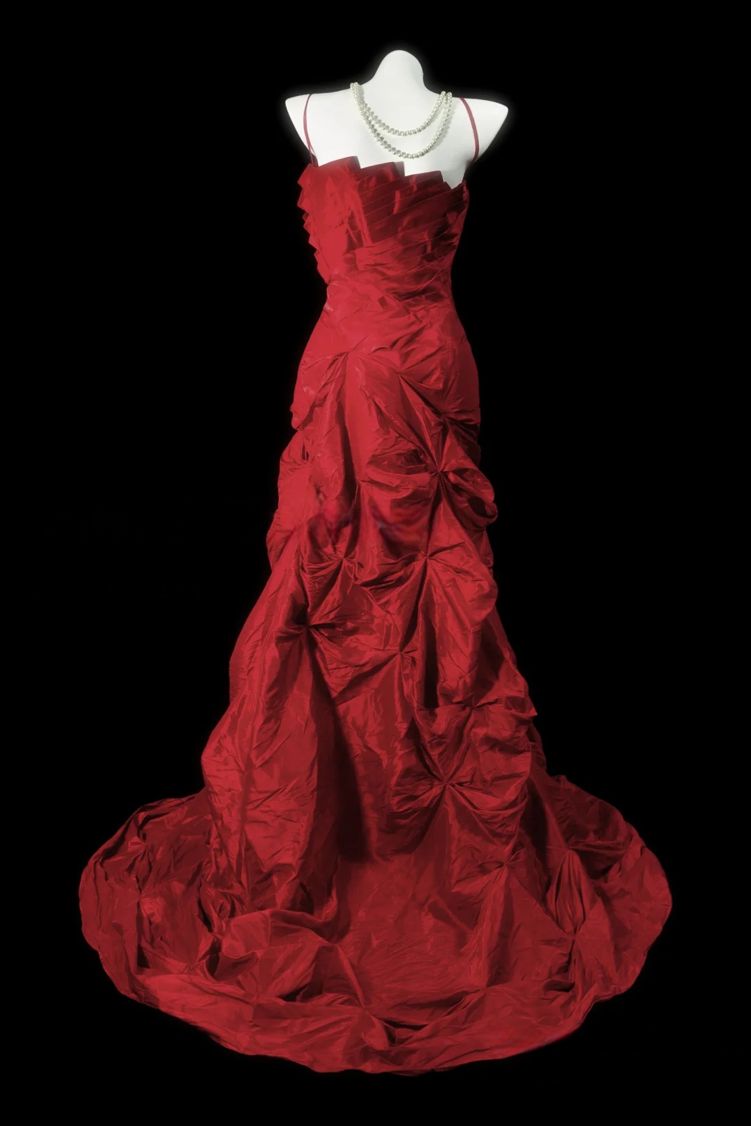 Red Taffeta Mermaid Prom Dress With Beads Formal Evening Dress