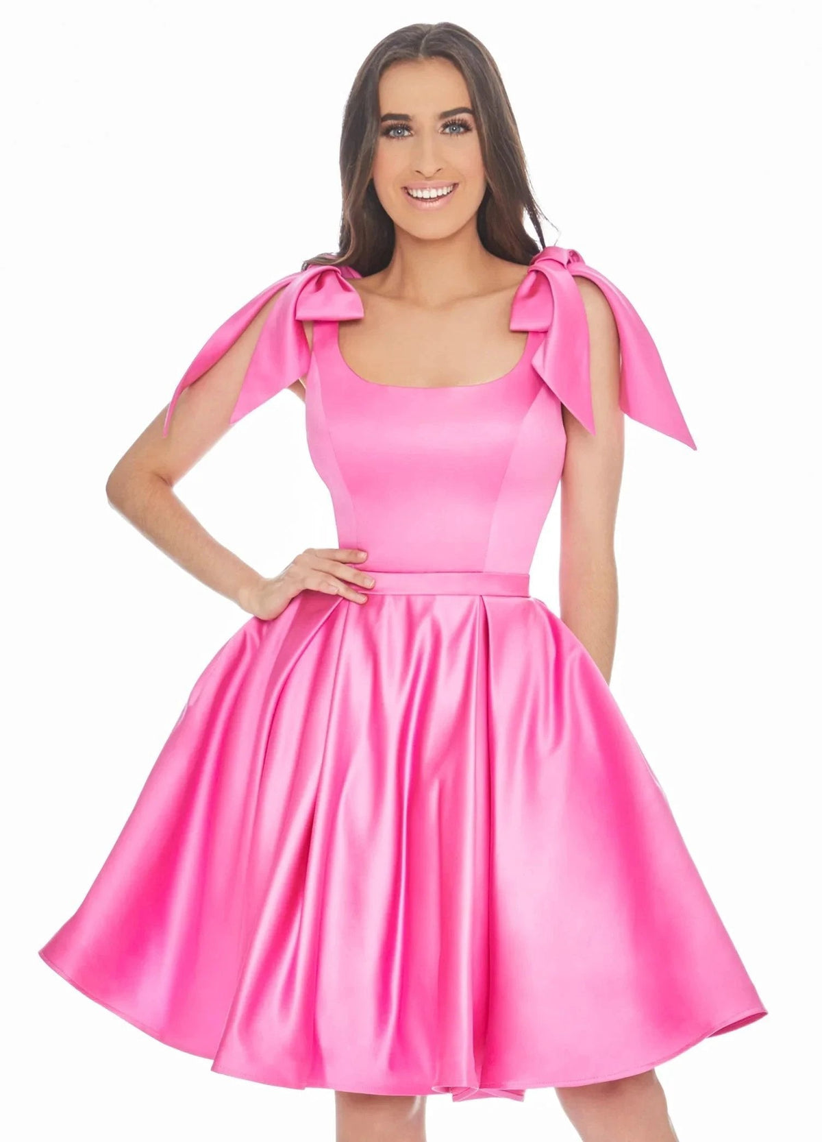 Satin Yellow Homecoming Dress Knee-Length Dresses SYH53 by vivymakudress