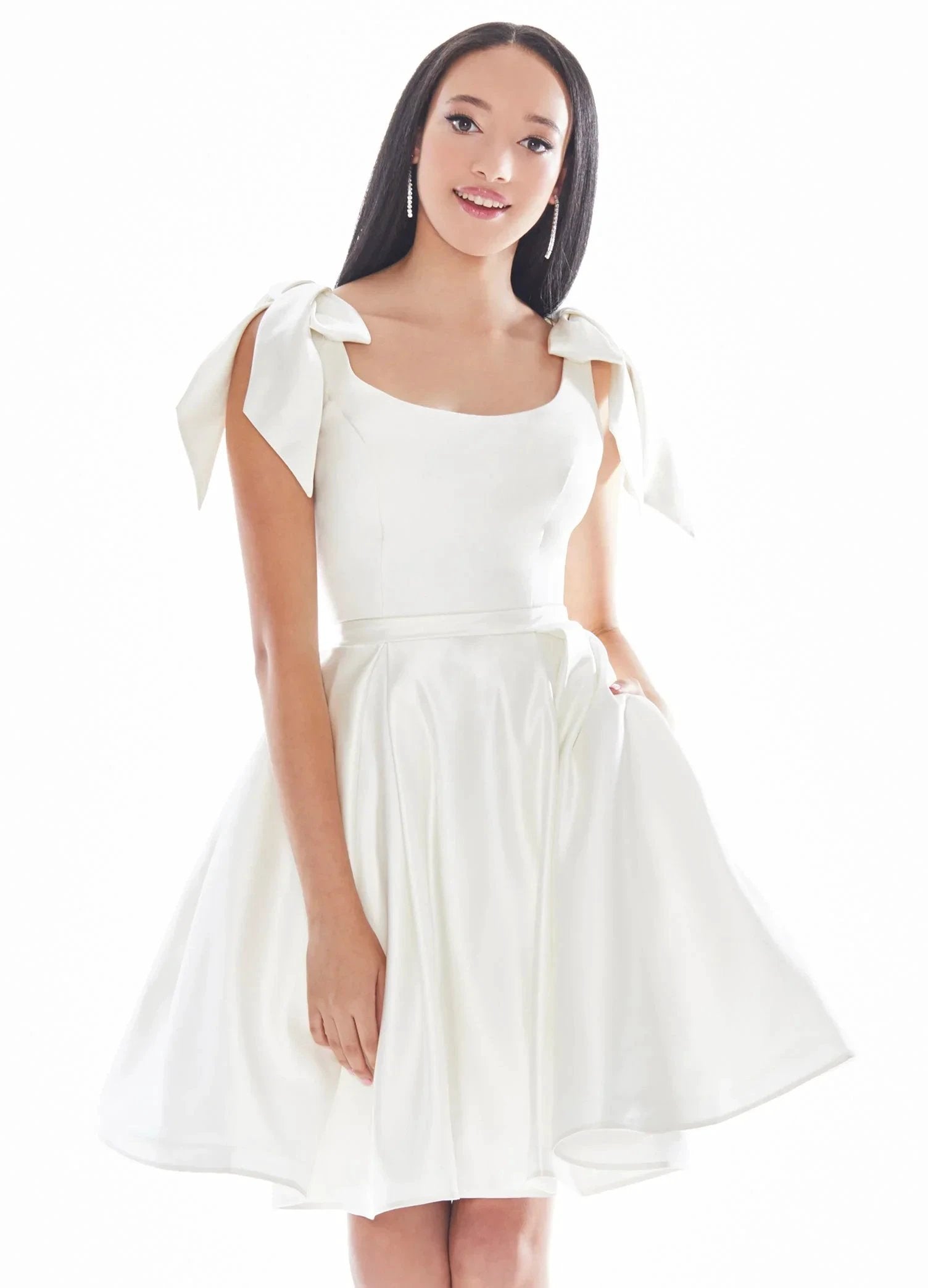 Satin Yellow Homecoming Dress Knee-Length Dresses SYH53 by vivymakudress
