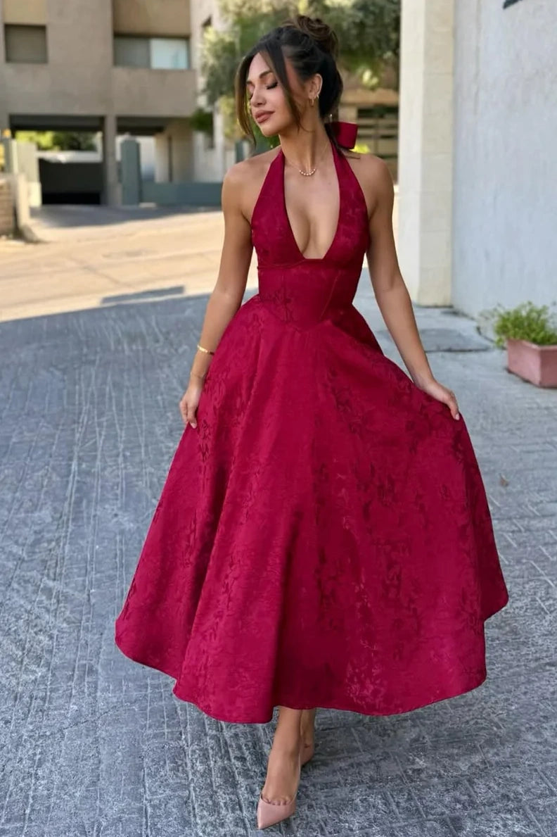 Simple A Line V Neck White Tea Length Party Dress with Corset