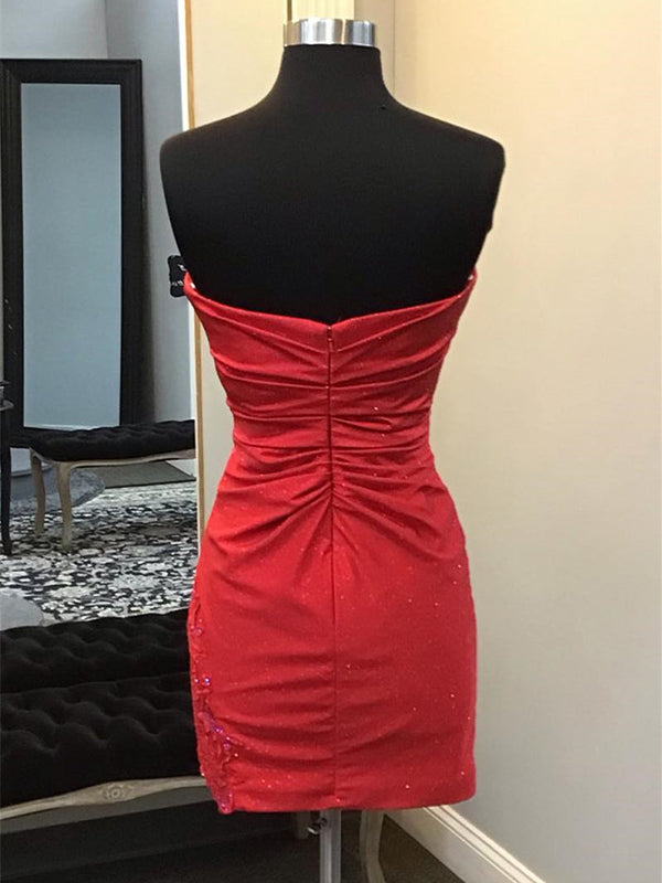 Sweetheart Appliques Ruched Short Homecoming Dress
