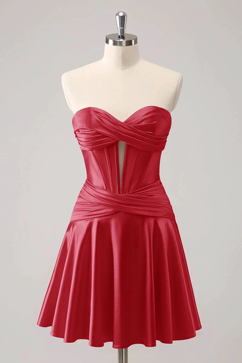 Cute Fuchsia A Line Sweetheart Criss Cross Corset Homecoming Dress with Ruffles by WEDTREND