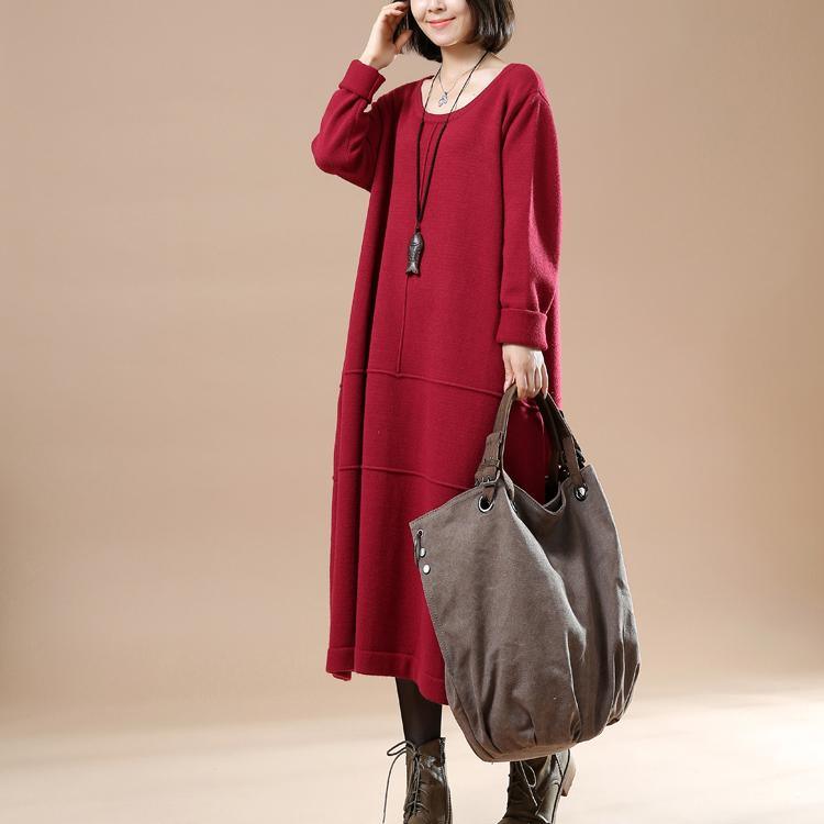 Red knit maxi dresses oversize sweaters baggy cute style